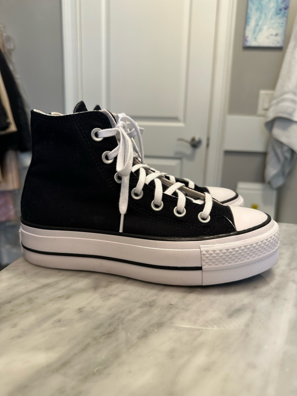 Converse High Top Sneakers in Black and White - Picture 6 of 8